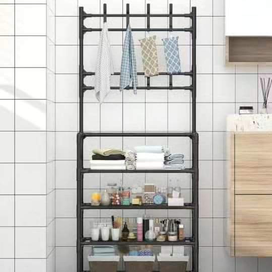 5-Tier Metal Shoe Rack for Entryway Shoe Storage – Durable Organizer in Black and White, Compact Design 1