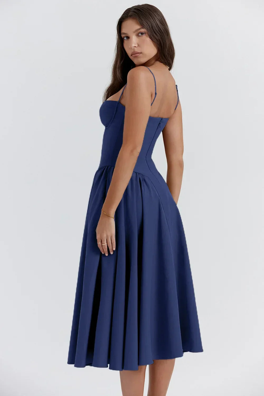 Women Chic Sleeveless Midi Sun Dress With Corset Fit | Tulum