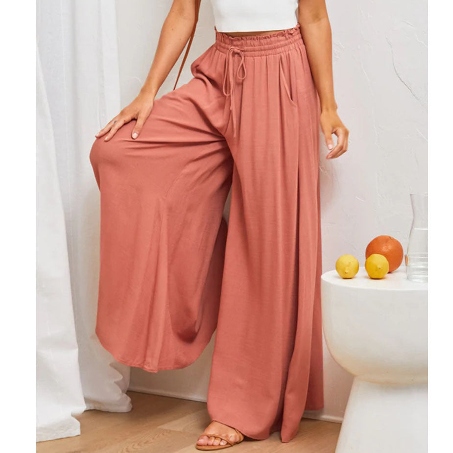 Variant image for Women Wide Leg Trousers White Spandex | Elegant Comfort-21