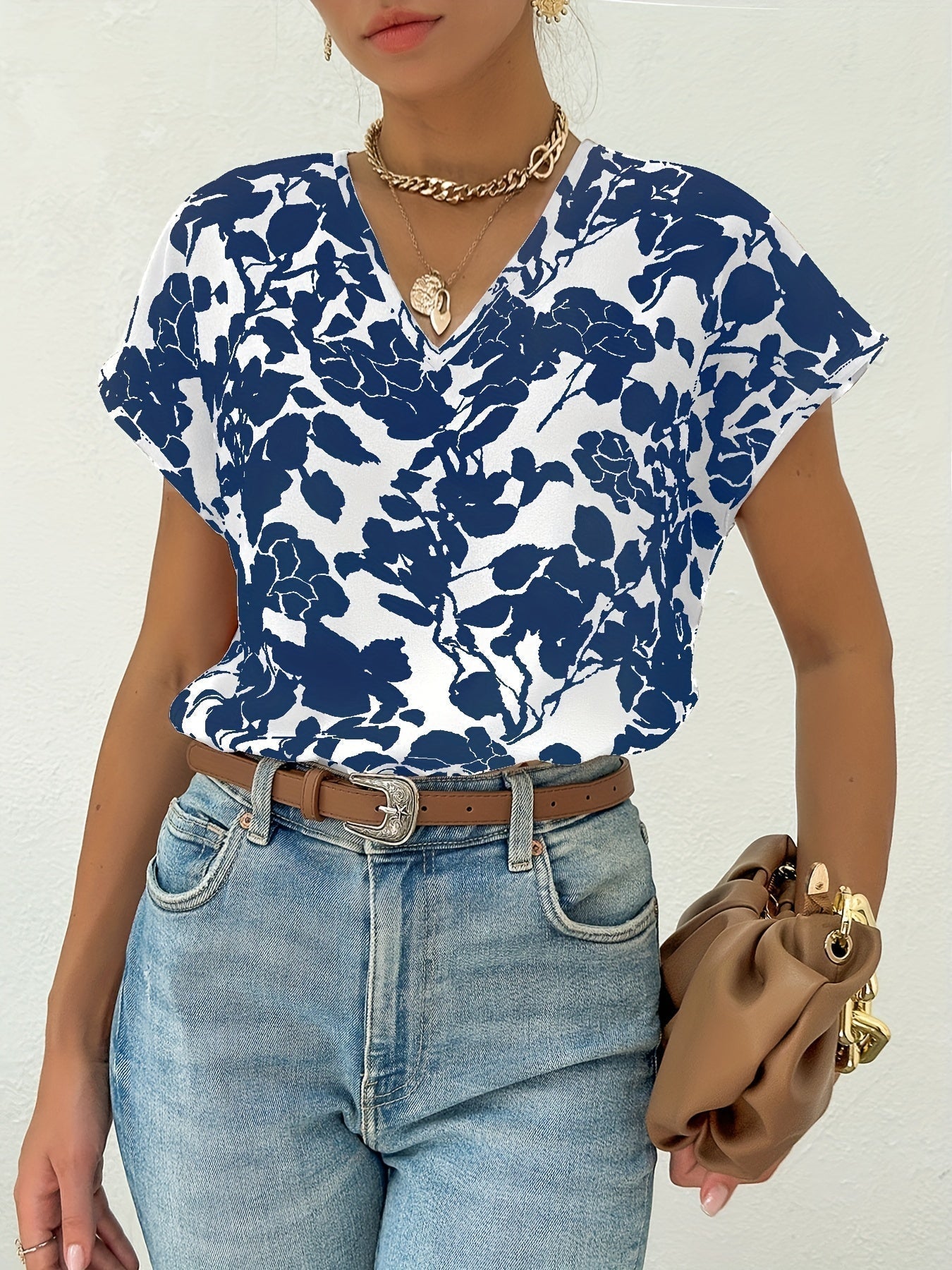Women Floral Print V-Neck Blouse | Sina