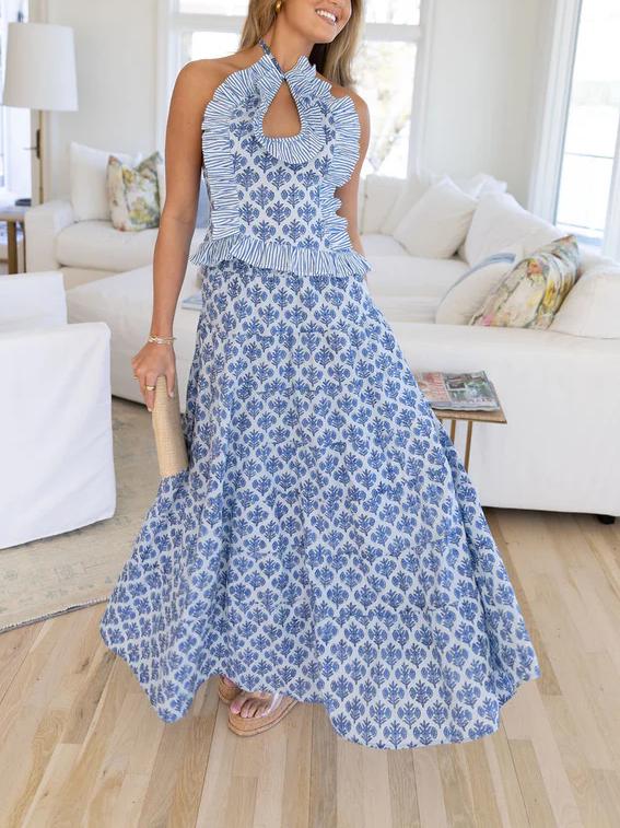 Women Two Piece Skirt Set Black Polyester | Tatum-5
