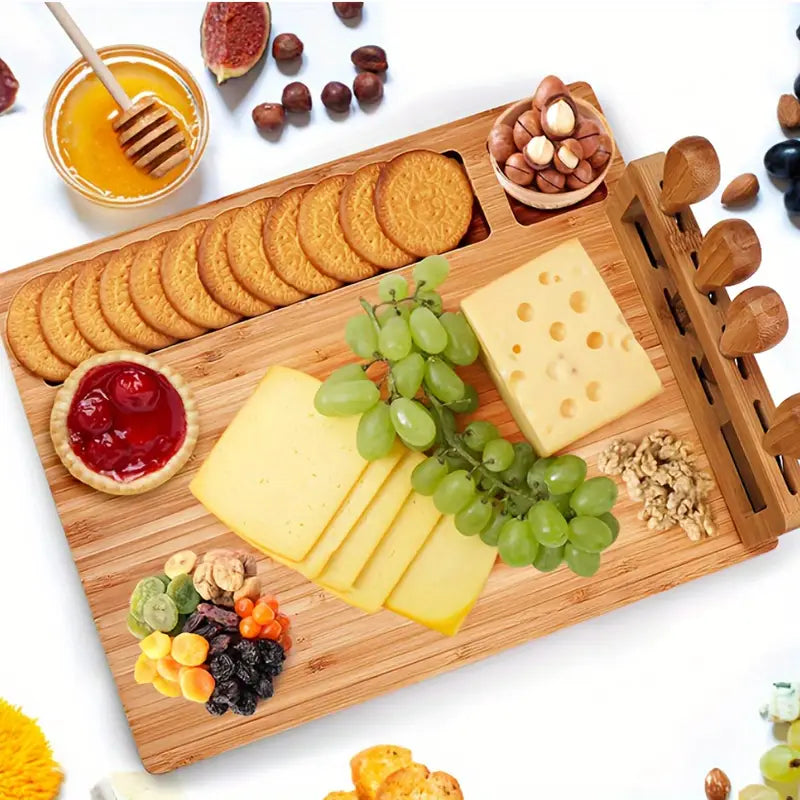 Cheese Board Set Bamboo with Stainless Steel Utensils | Elegant Entertainer 3