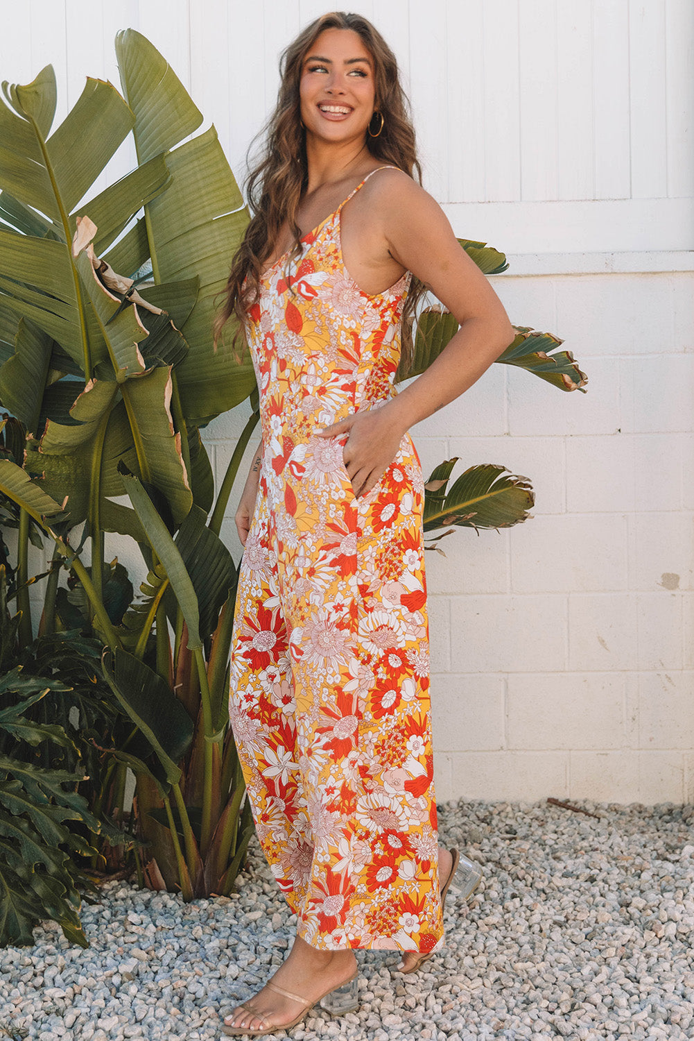 Women Jumpsuit Floral Polyester | Summer Breeze-3