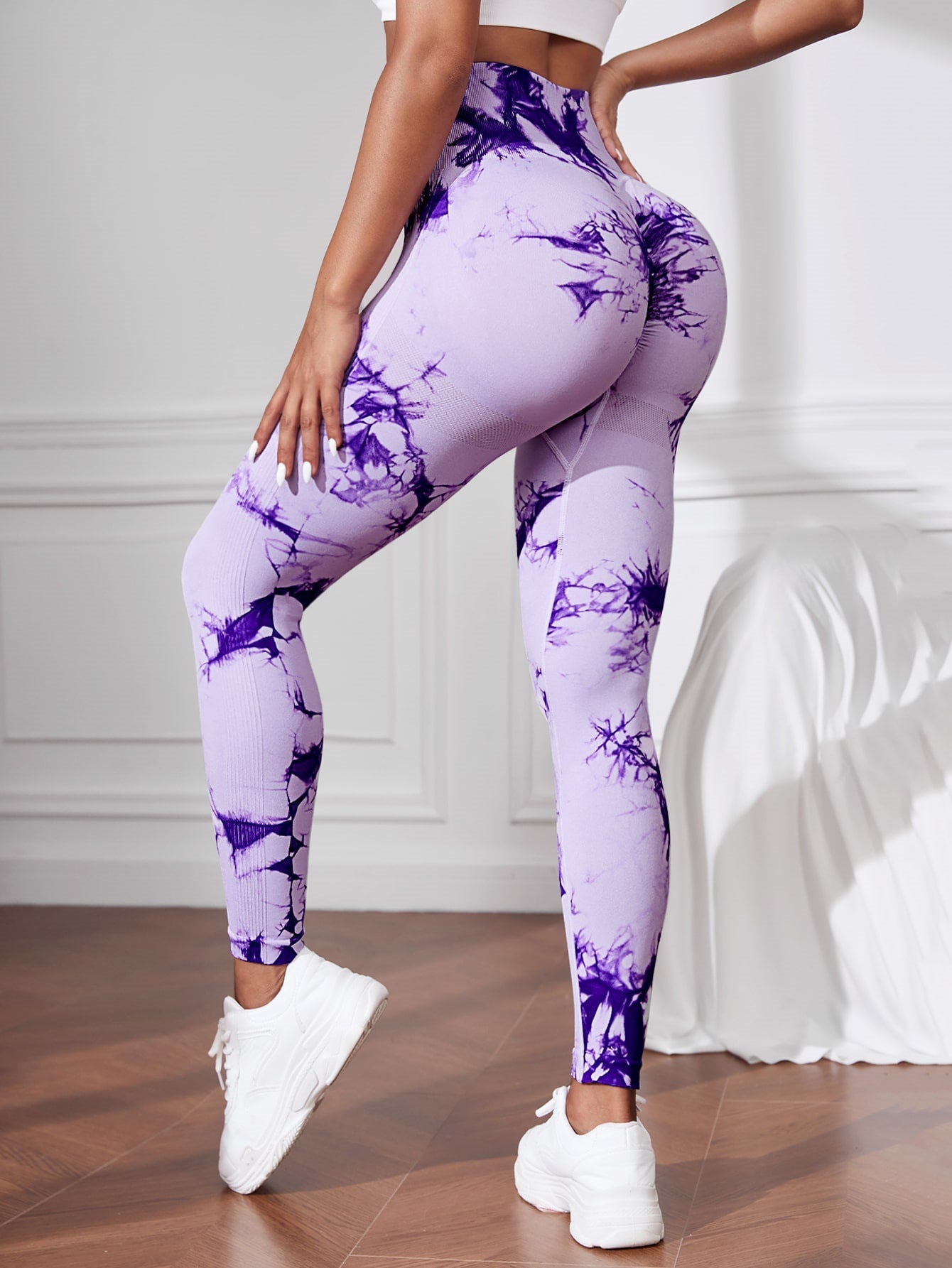 Variant image for Women Yoga Trousers High Waist Peach Polyester | Serenity-29