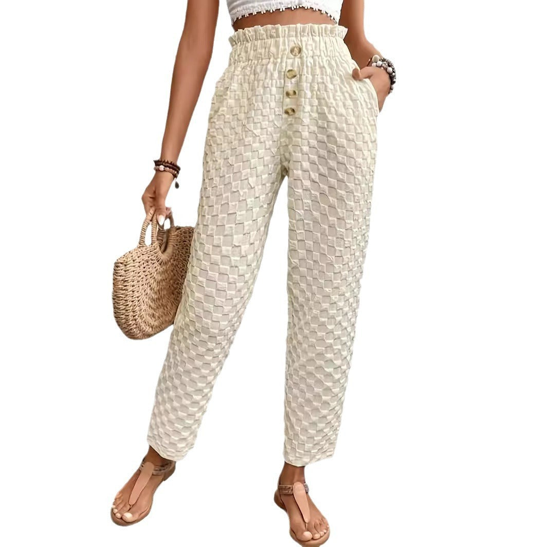 Women Trousers Apricot Polyester | Urban Chic-3