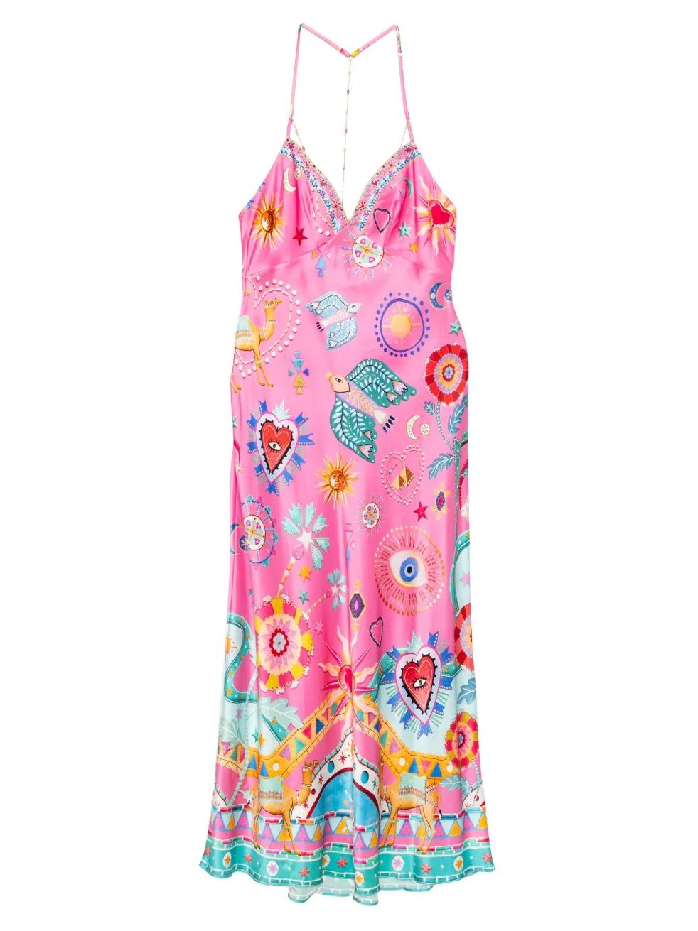 Women Maxi Dress Pink Lightweight Fabric | Sophia-5