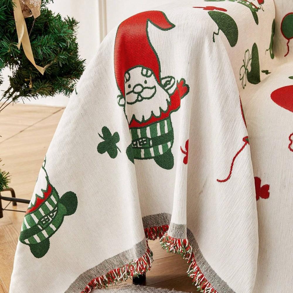 Sofa Cover Red Thickened Fabric | Festive Gnome Design 6