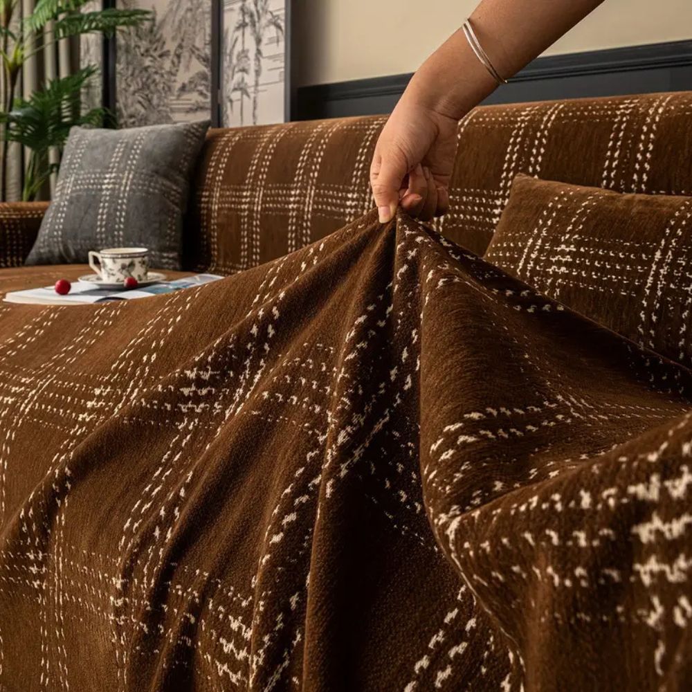 Sofa Cover Plaid Chenille Anti-Slip | Chesterfield 5