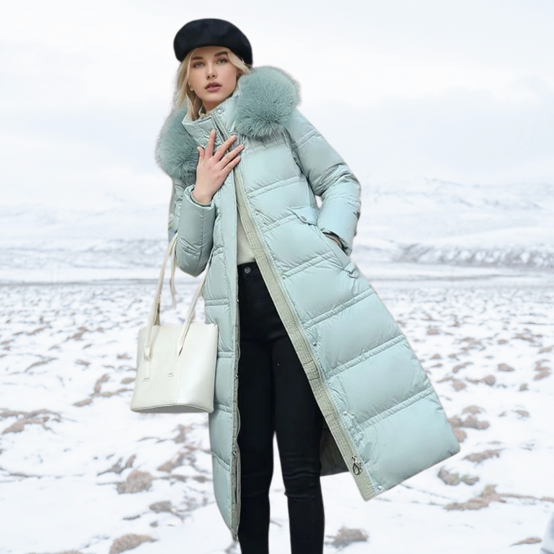 Women Luxury Fur-Collar Long Puffer Coat | Kamilah