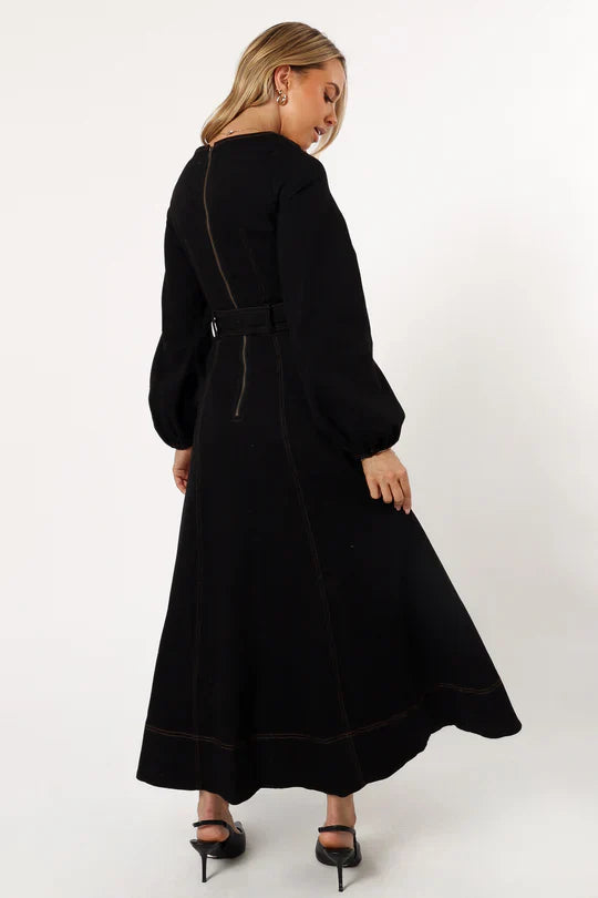 Buttoned Belted Maxi Dress | Celestine