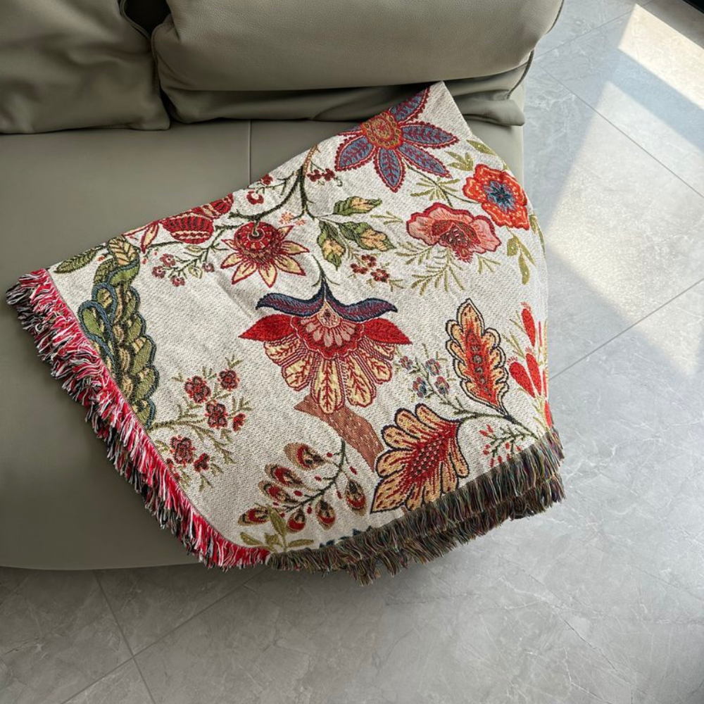 Home Throw Blanket Floral Polyester Cotton | Country Charm 4