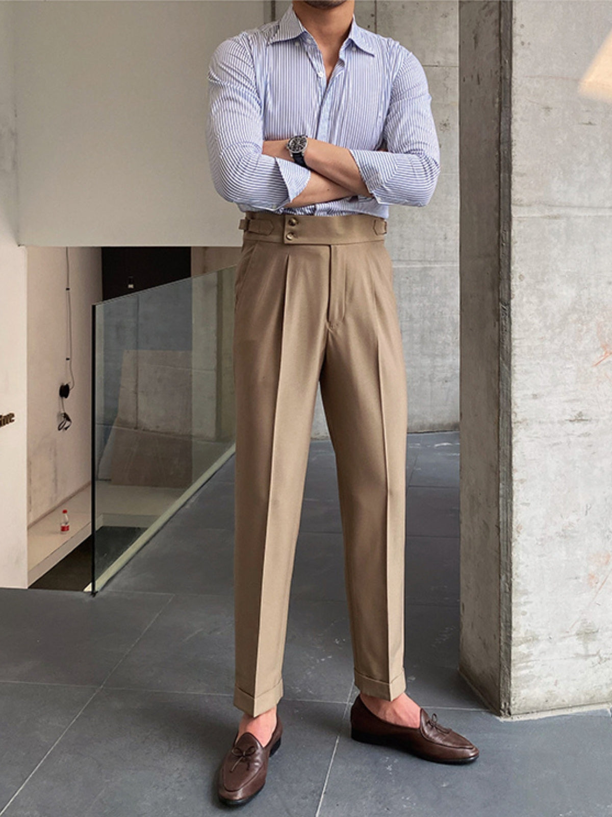 Variant image for Men's Khaki Pants Beige Cotton | Classic-17