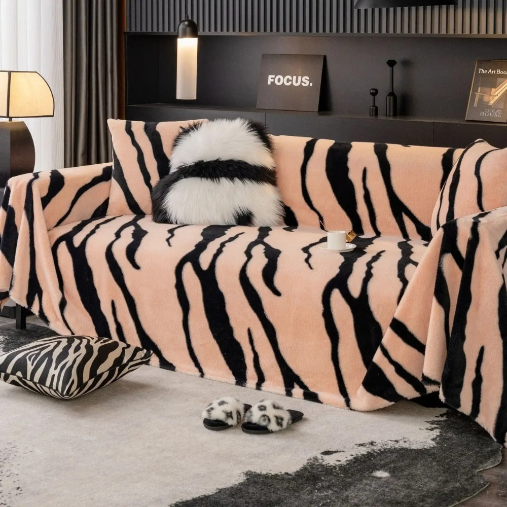 Sofa Cover Zebra Print Fleece | Wild Elegance 3