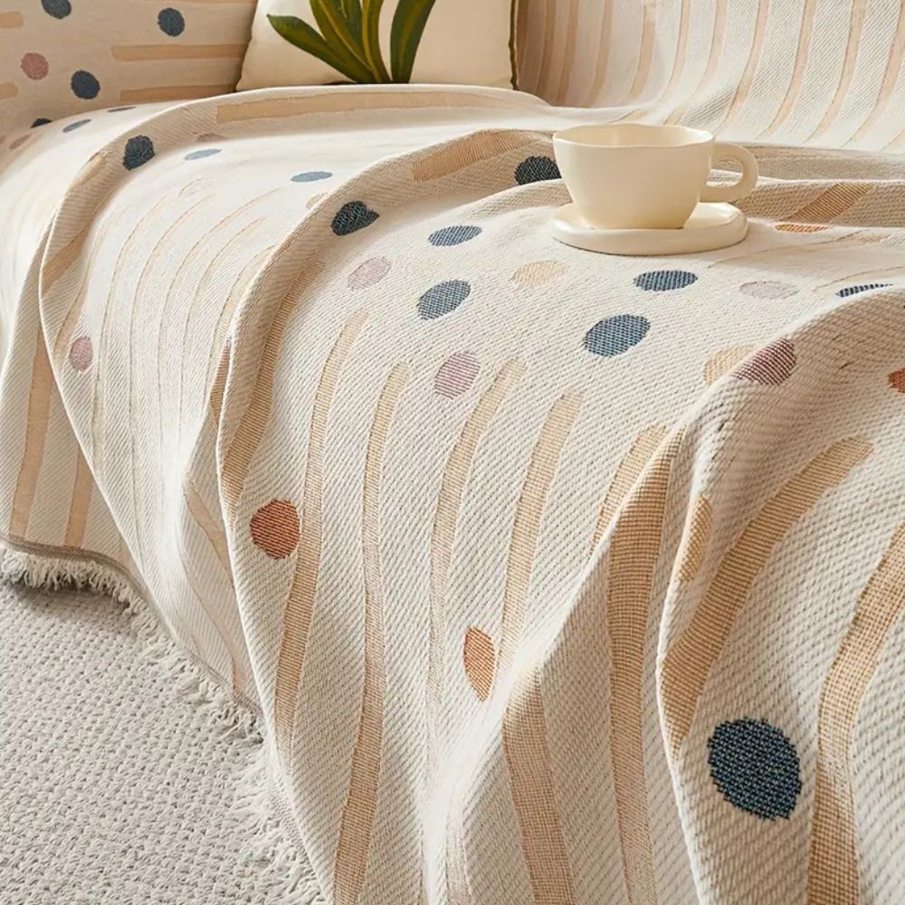 Sofa Cover Beige Chenille | Breezy Bubbles 2