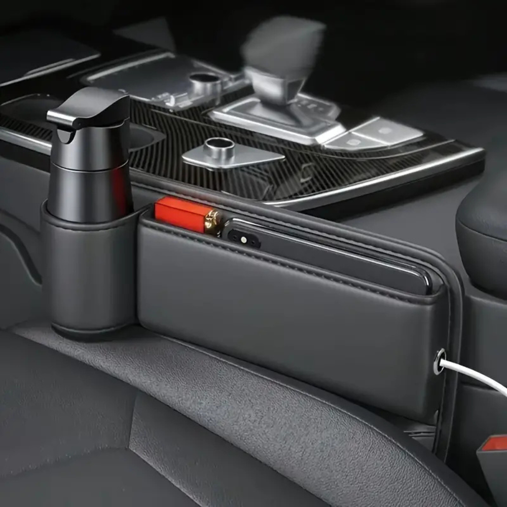 Car Seat Organiser Black Leather | Elegant Design 3