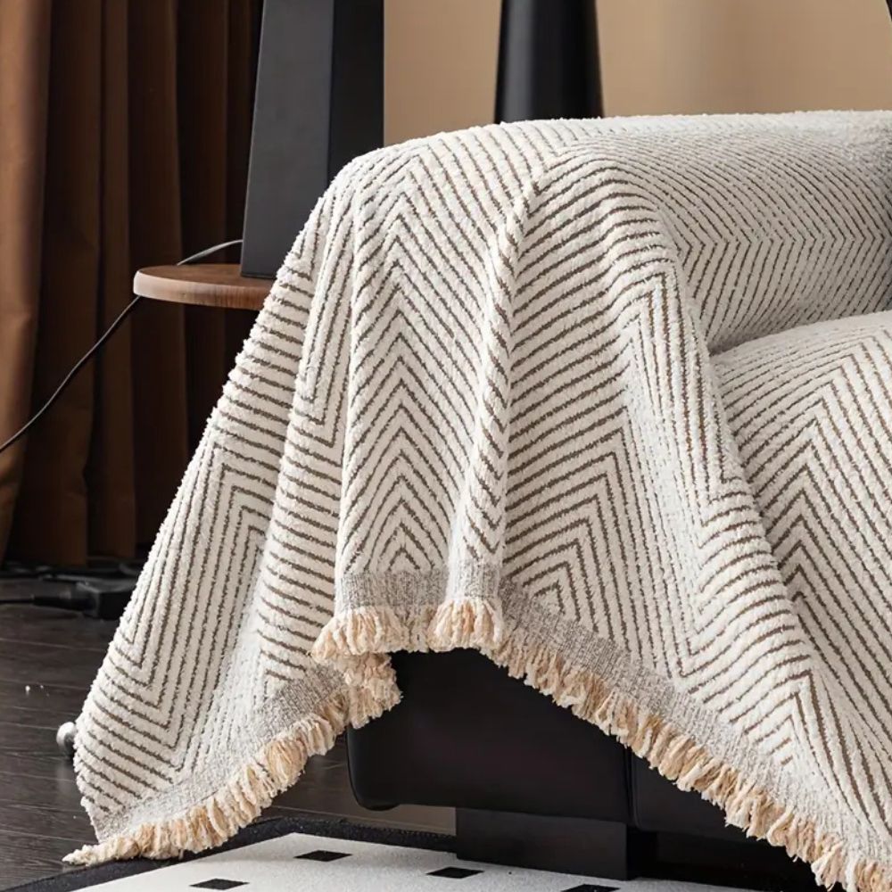 Sofa Cover Grey Microfiber Herringbone | Elegant Home Decor 5