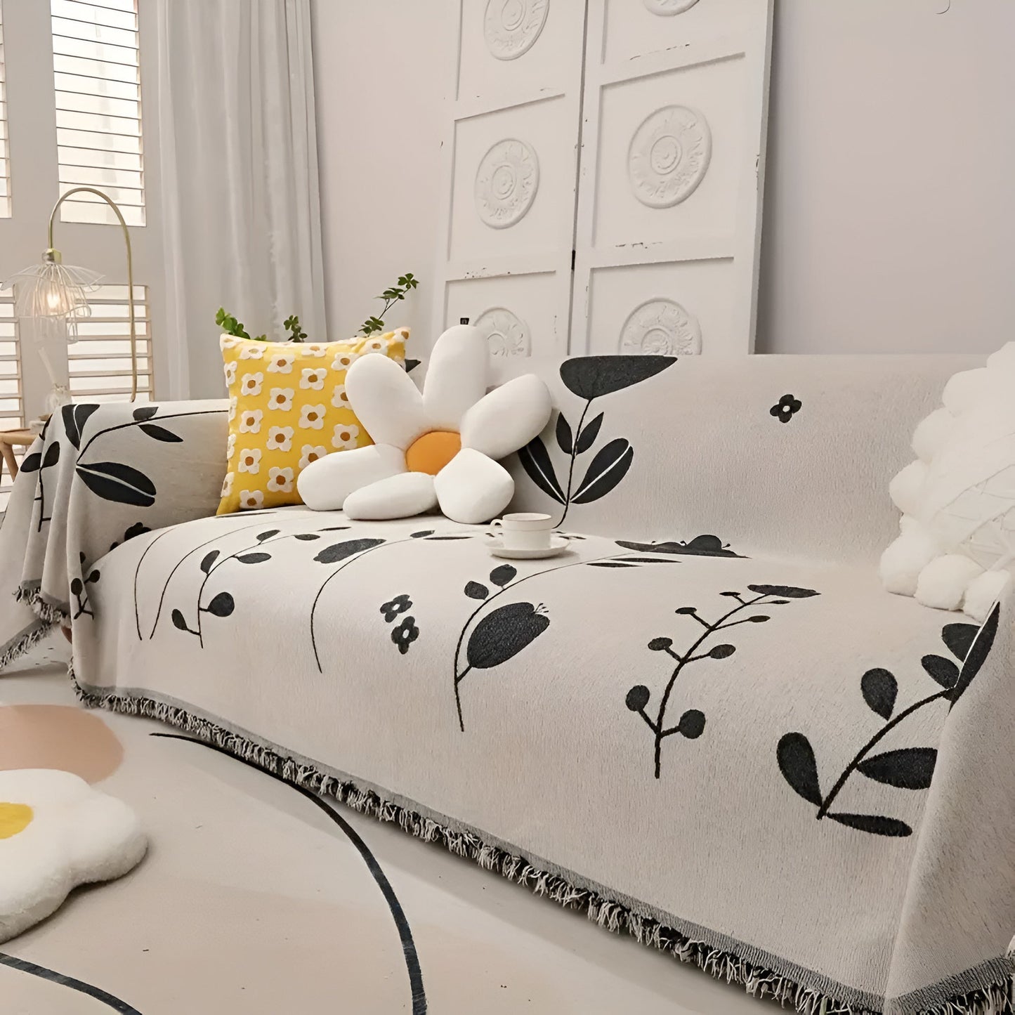 Reversible Sofa Cover Floral Microfiber | Modern Living Room Decor 4