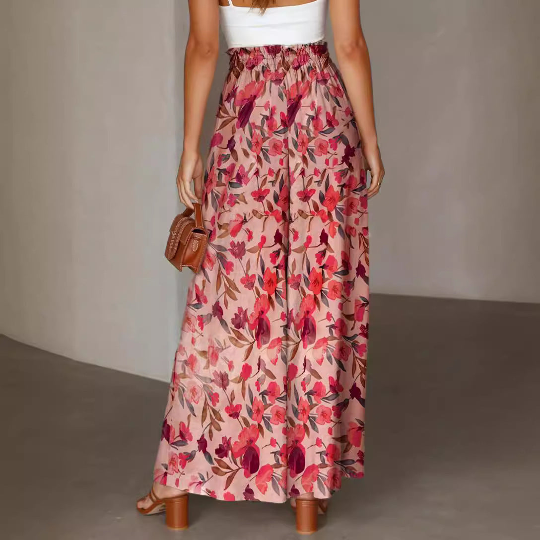 Women Wide Leg Trousers White Spandex | Elegant Comfort-4