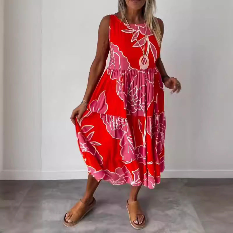 Women Sleeveless Floral Midi Dress | Amethyst