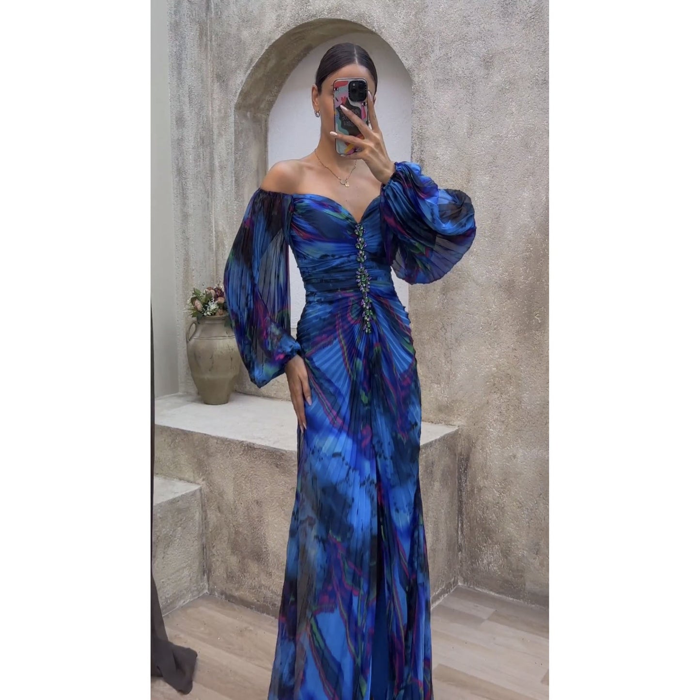 Women Elegant Draped Off-Shoulder Maxi Dress | Vera