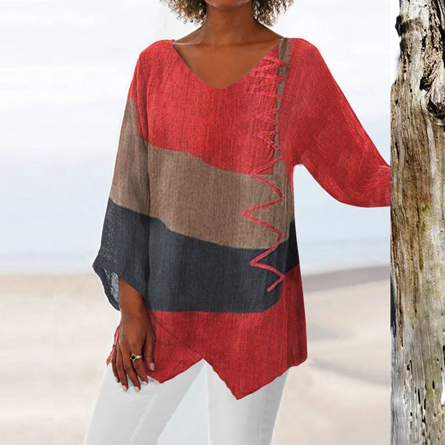 Women Vibrant Color Block Tunic | Kaela