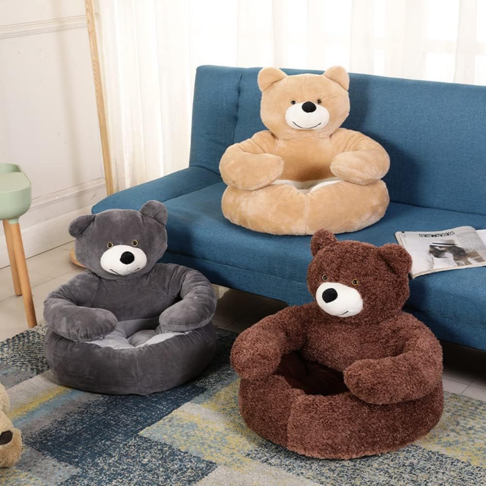 Small Pet Bed Gray Plush Cotton | CozyNest-2