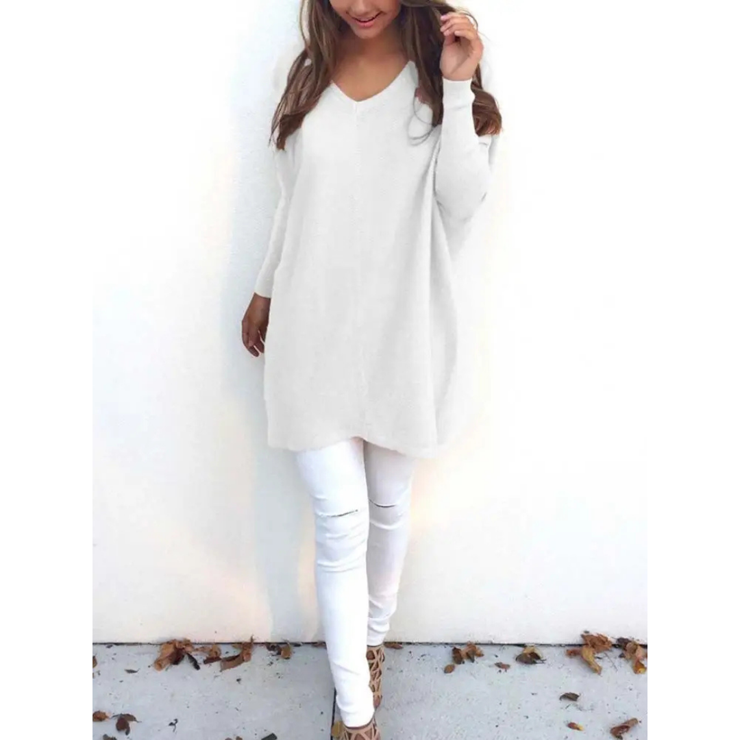 Women Oversized V-Neck Sweater Tunic | Sienna