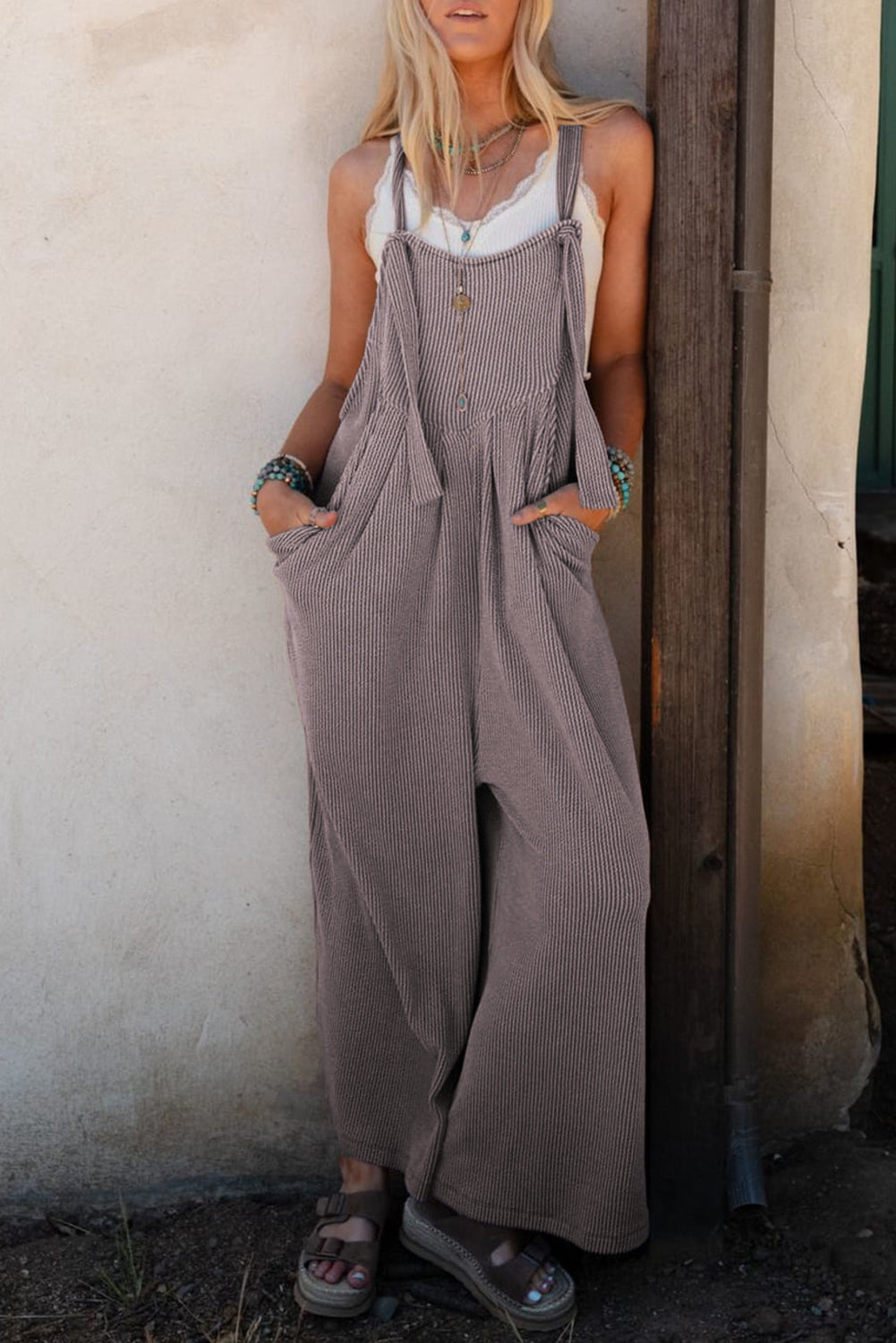 Variant image for Women Wide Leg Overall Black Polyester | Elegant Charm-5