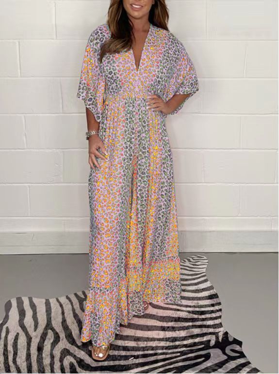 Women Bohemian V-Neck Maxi Dress | Beauden