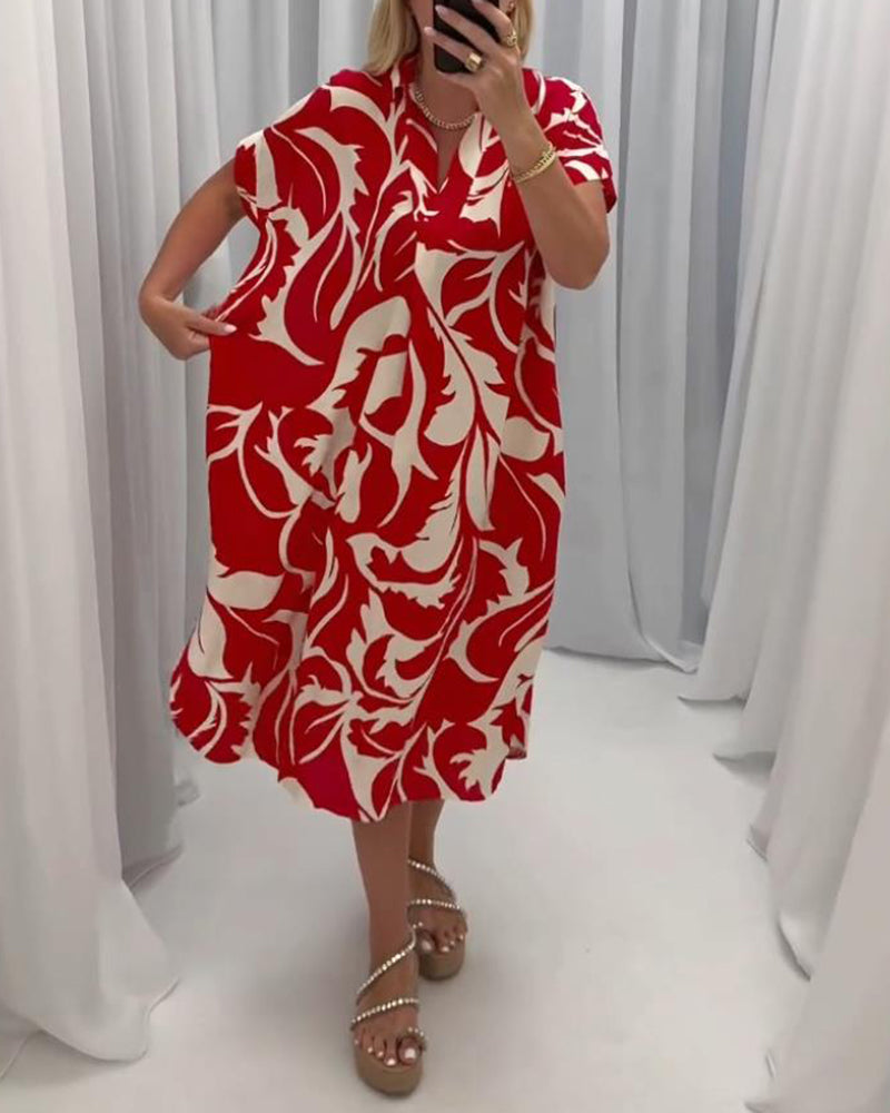 Women Floral Print Loose-Fit Midi Dress | Rumina