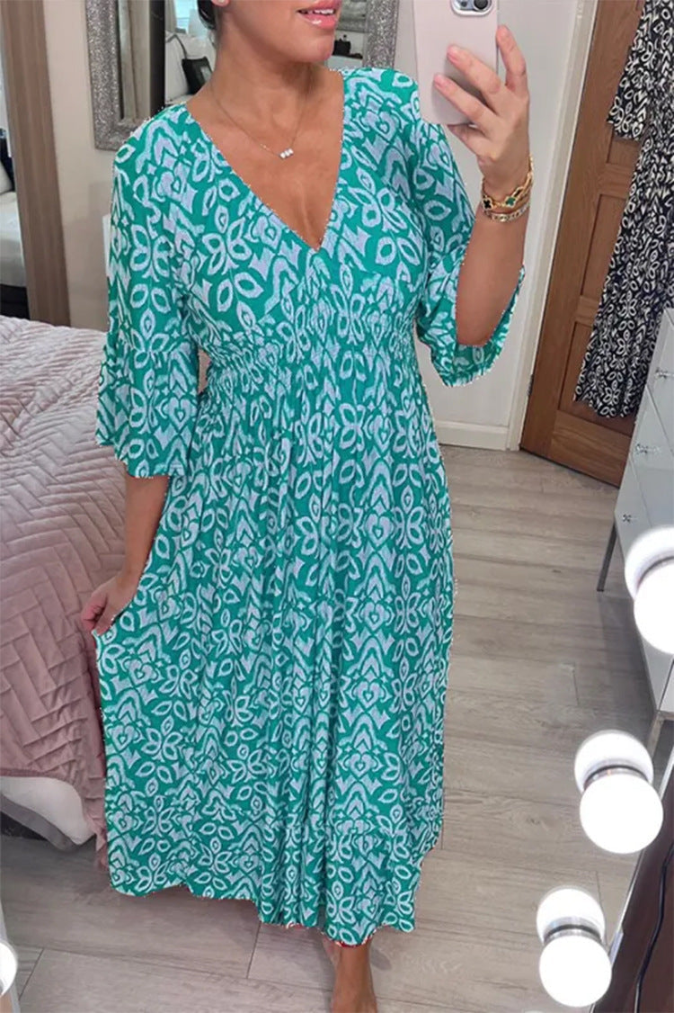 Women Boho Print Maxi Dress | Janella