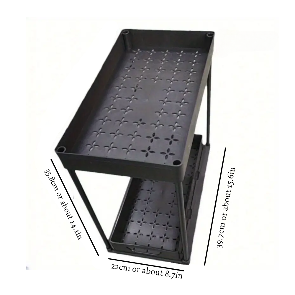 Under Sink Storage Organizer Set Black Plastic | Home Essentials 5