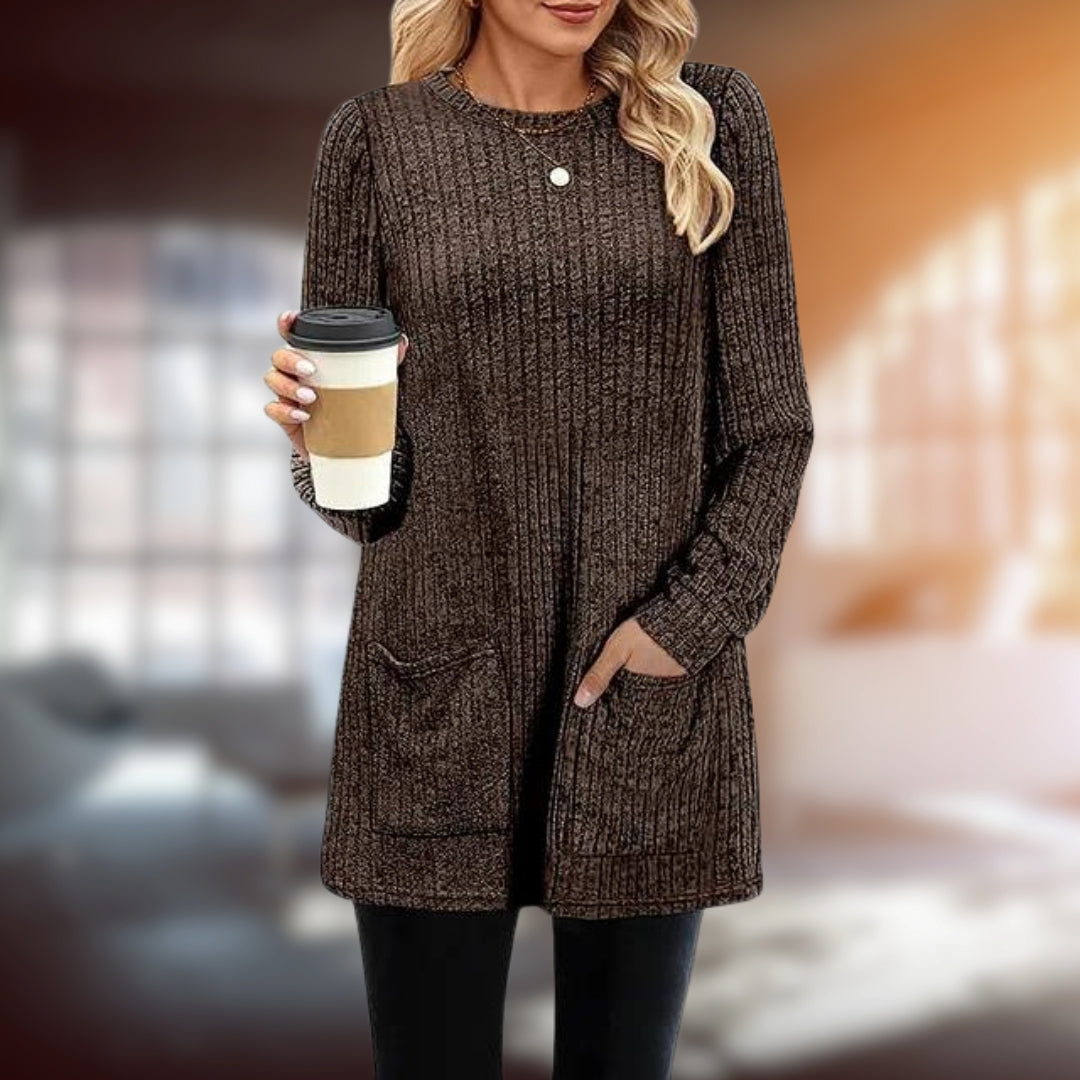 Women Cozy Ribbed Tunic Sweater | Joselin