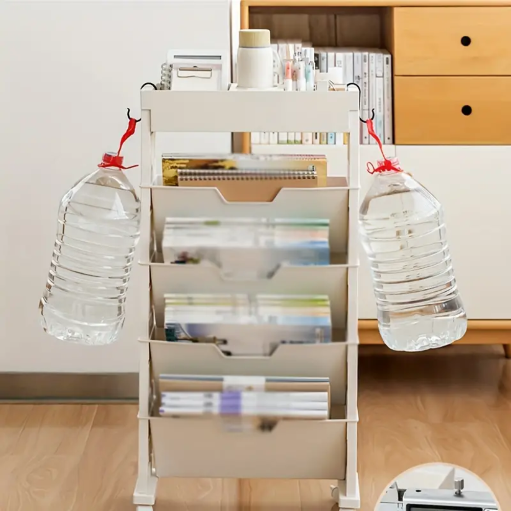 Mobile Bookshelf White Plastic | Organizer 4