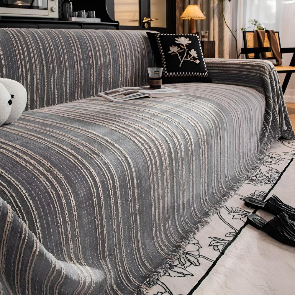 Sofa Cover Striped Chenille Universal Fit | Elegant Home Decor 3