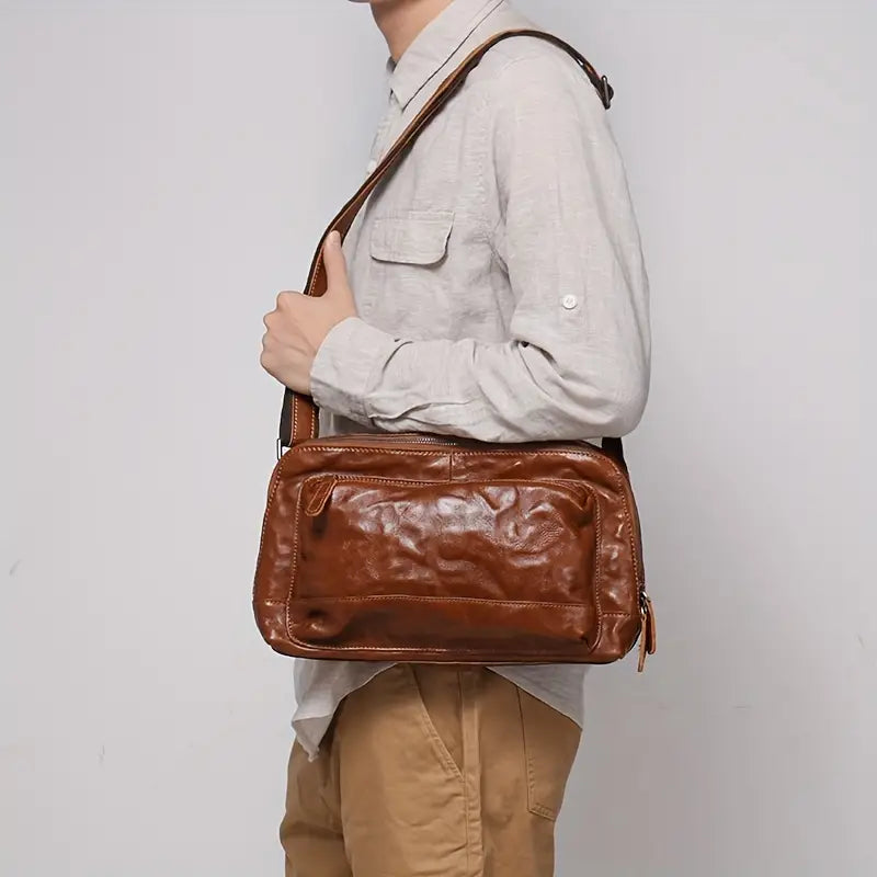 Men Vintage Leather Crossbody Bag | Owen