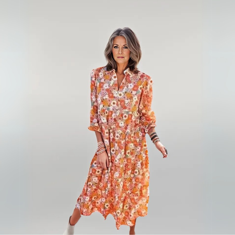 Women Floral Boho Midi Dress | Veda