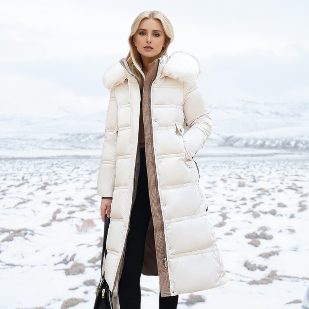 Women Luxury Fur-Collar Long Puffer Coat | Kamilah