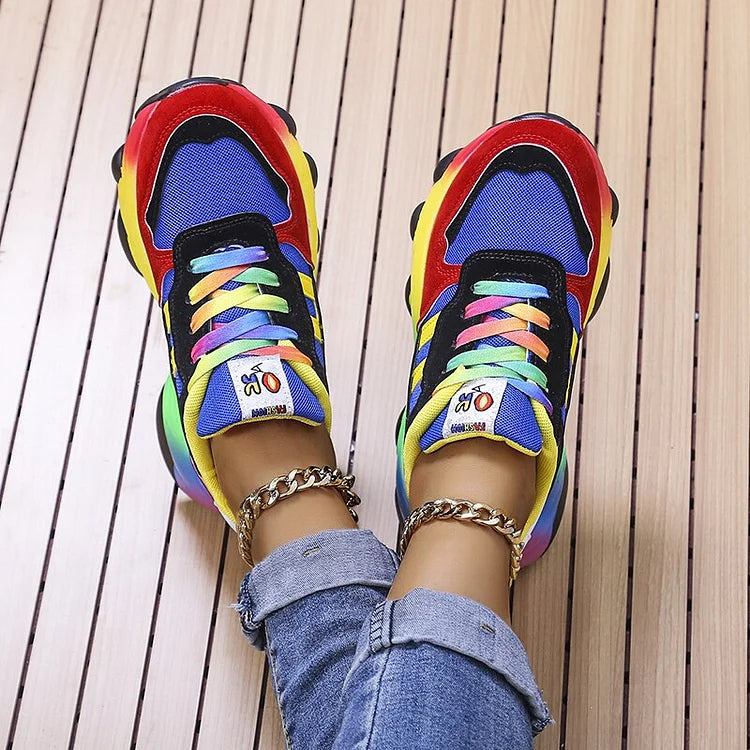 Women Vibrant Color-Block Sneakers | Euphemia