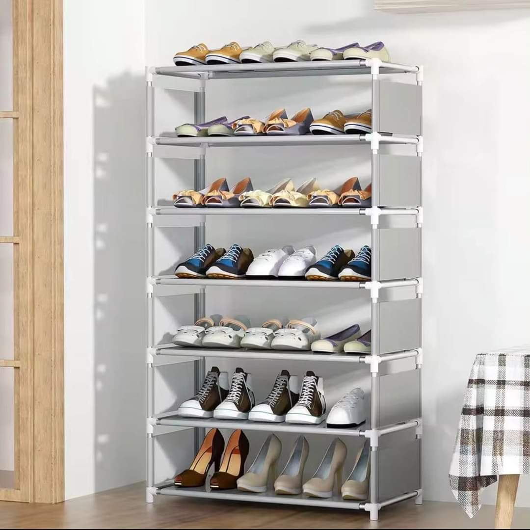 7-Tier Shoe Rack with Metal Frame – Versatile Entryway Shoe Storage and Organizer in Black or Gray 1