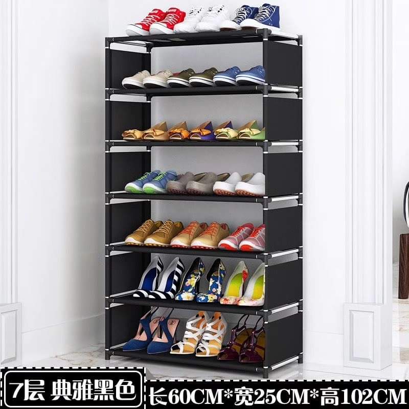 7-Tier Shoe Rack with Metal Frame – Versatile Entryway Shoe Storage and Organizer in Black or Gray 3