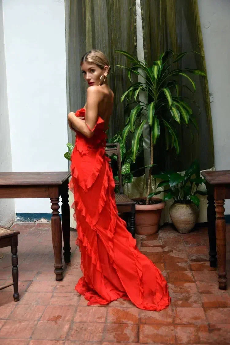 Women Elegant Ruffle Maxi Dress | Abby