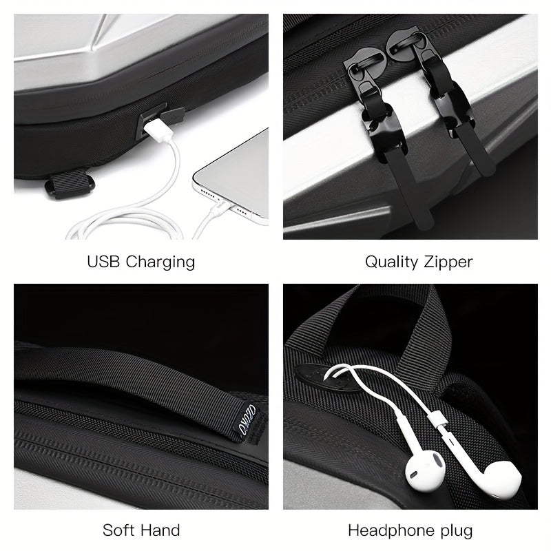 Men Futuristic Hard Shell Sling Bag | Finn