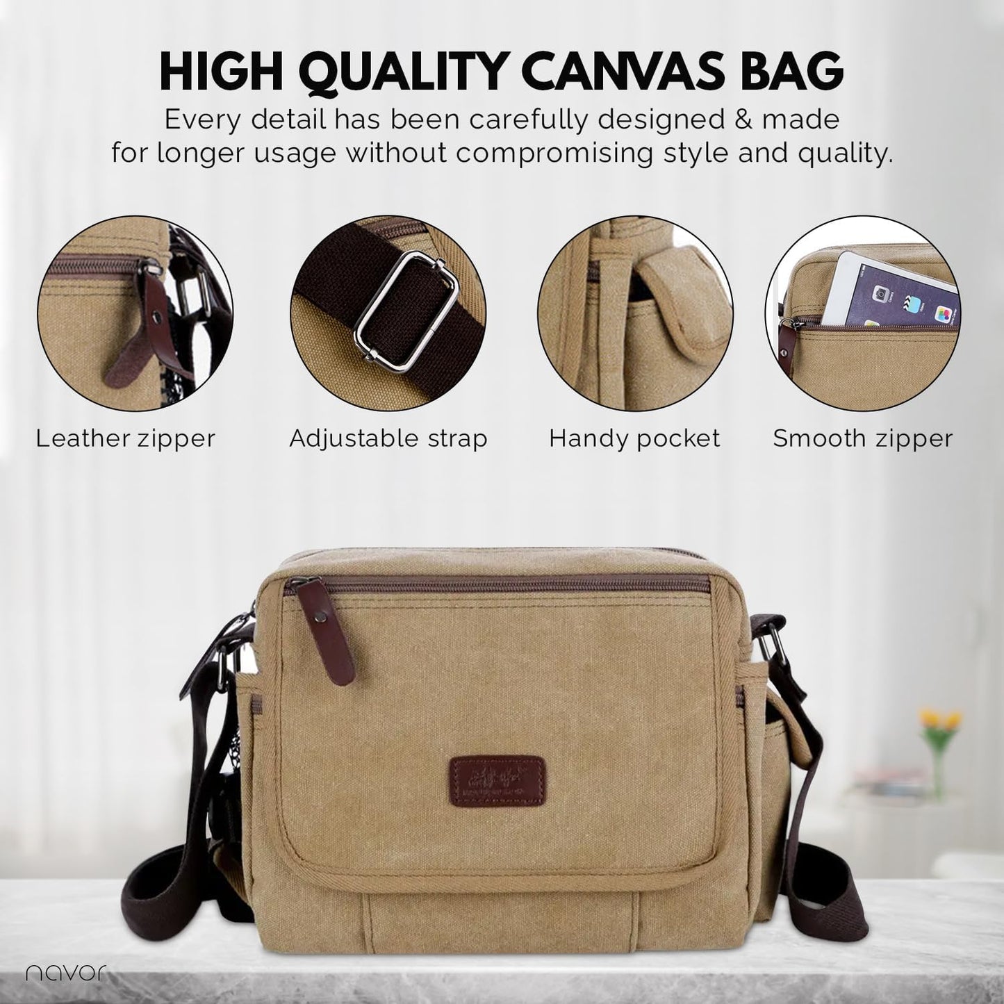 Men Vintage Canvas Messenger Bag | Nico