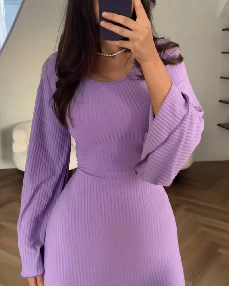 Women Long-Sleeve Ribbed Maxi Dress | Geneva