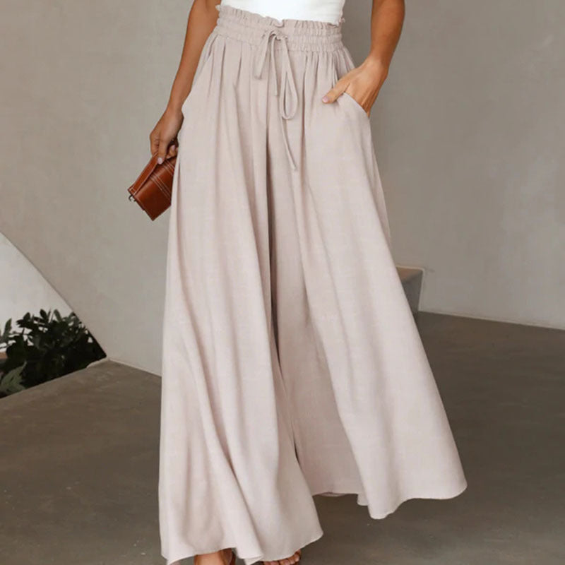 Variant image for Women Wide Leg Trousers White Spandex | Elegant Comfort-1