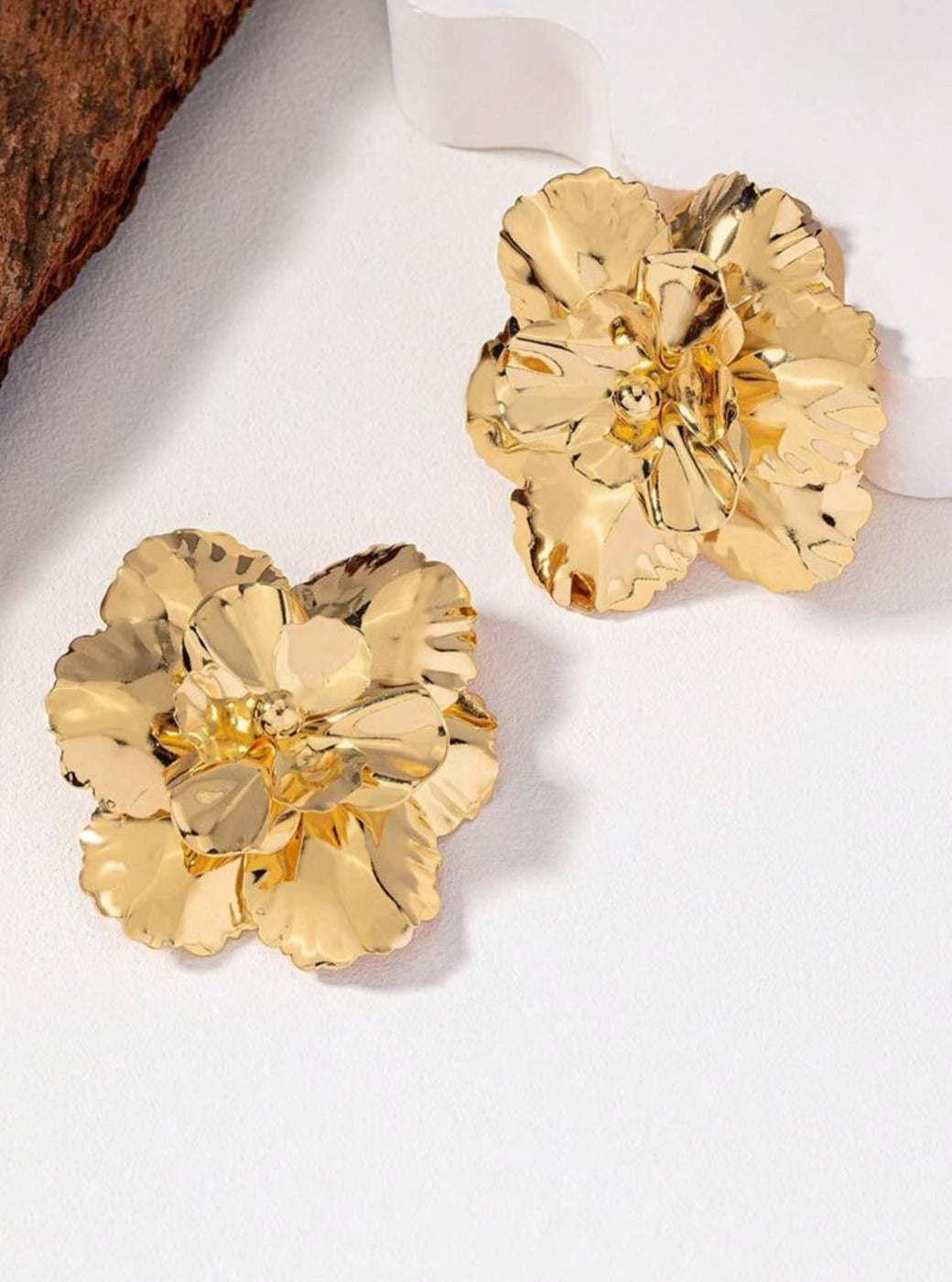 Women Flower Earrings Gold Alloy | Blossom-4
