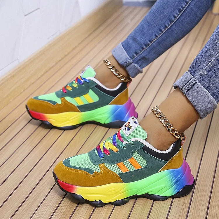 Women Vibrant Color-Block Sneakers | Euphemia