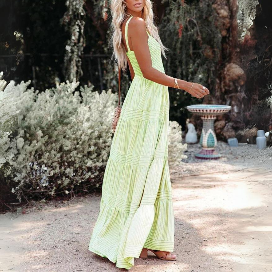 Women Tiered Strappy Summer Maxi Dress | Sophia