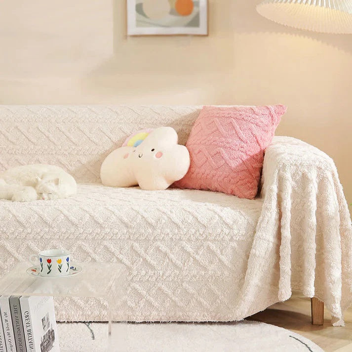 Sofa Cover Beige Cashmere Slipcover | Cozy Comfort 2